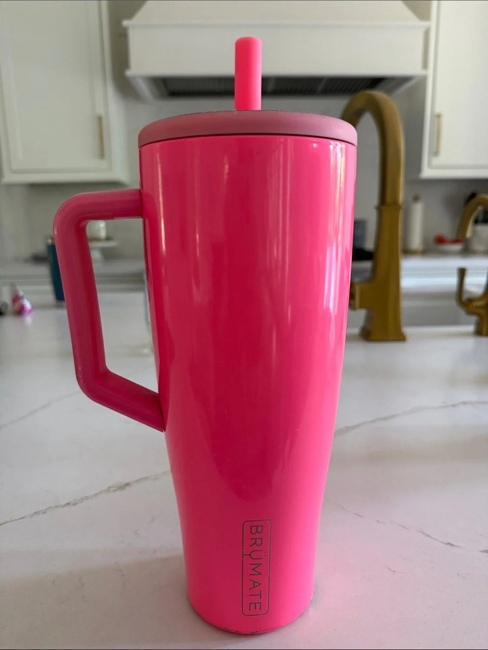 BrüMate Hot Pink Insulated Tumbler with Handle and Straw